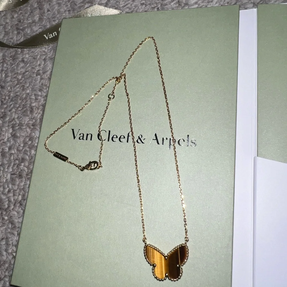 Van Cleef & Arpels Butterfly Pendant Tigers Eye - Picture 8 of 11